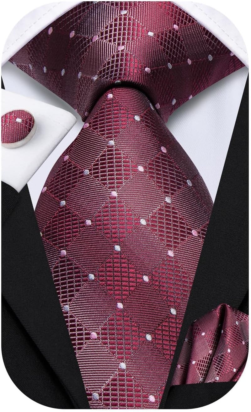 Dubulle Mens Paisley Striped Tie and Handkerchief Cufflinks Tie Set for Men Wedding Business Formal - Image 1
